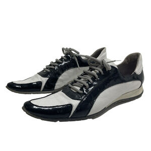 San Frediano Sport Womens Black White Leather Lace Up Shoe 6.5 (37) Italian Rare